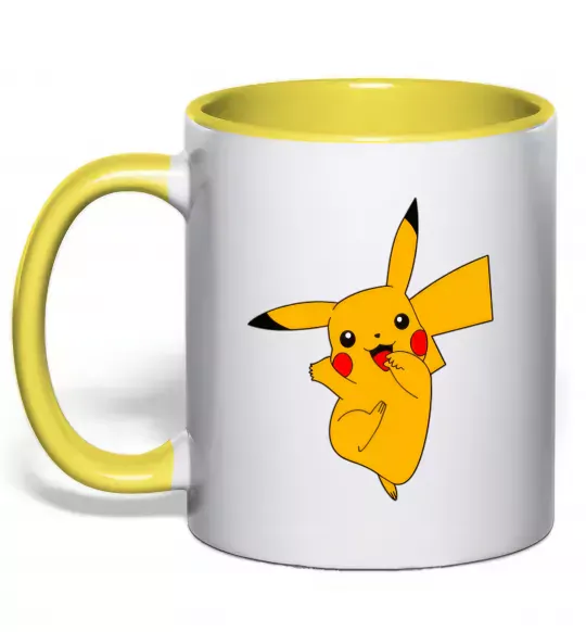 Чашка з кольоровою ручкою Пикачу (Picachoo) Сонячно жовтий фото