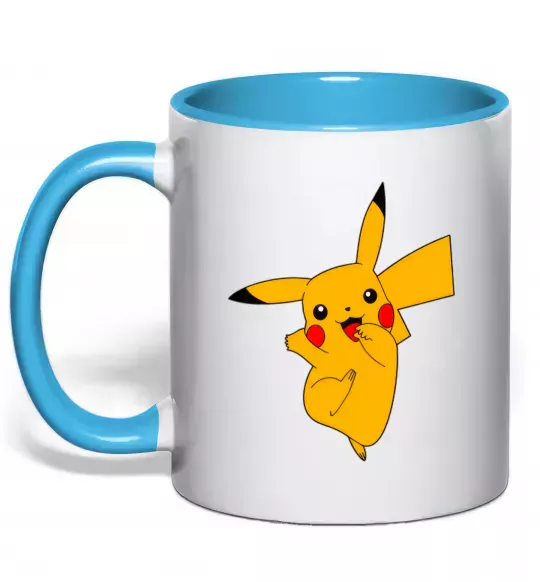 Чашка з кольоровою ручкою Пикачу (Picachoo) Блакитний фото