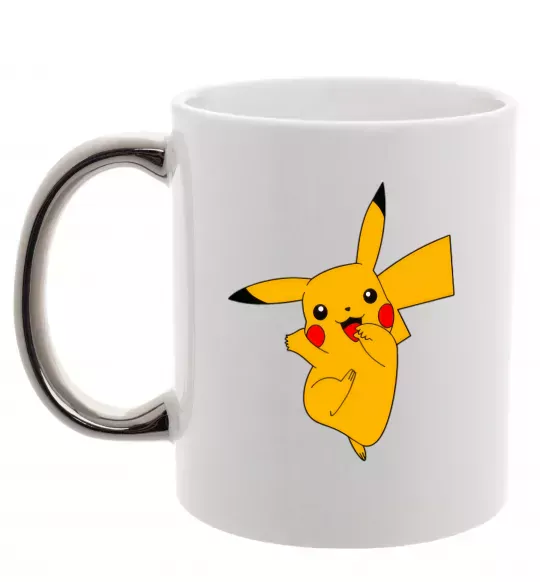 Чашка з кольоровою ручкою Пикачу (Picachoo) Срібло фото