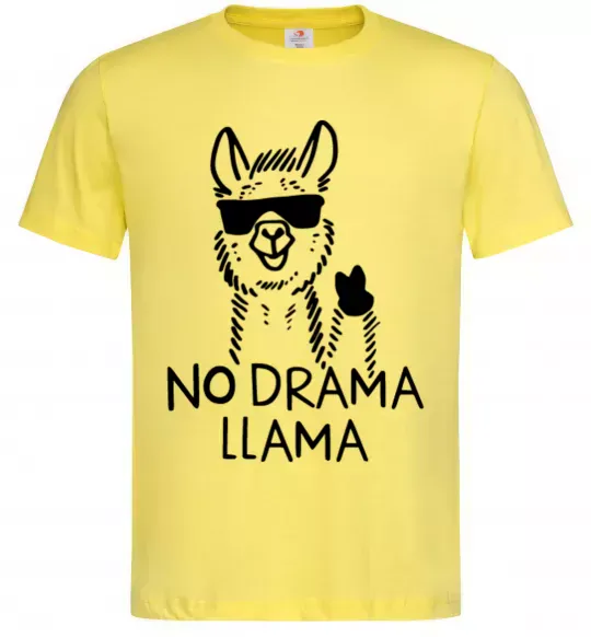 Мужская футболка No drama llama Лимонный фото