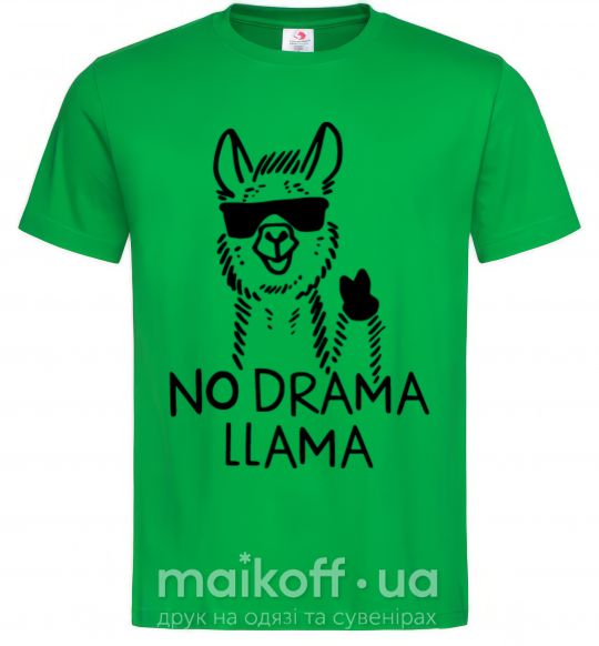 Мужская футболка No drama llama Зеленый фото