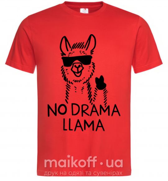 Мужская футболка No drama llama Красный фото