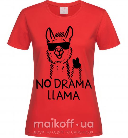 Женская футболка No drama llama Красный фото