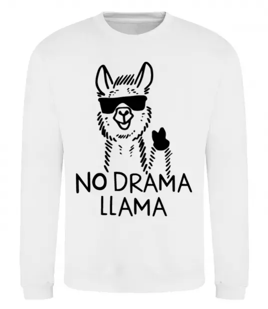 Свитшот No drama llama Белый фото