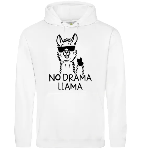 Мужская толстовка (худи) No drama llama Белый фото