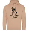 Мужская толстовка (худи) No drama llama Песочный фото