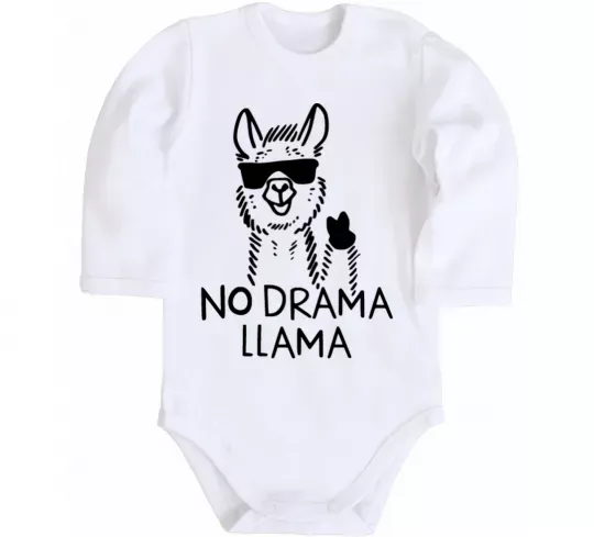 Дитячий бодік No drama llama Білий фото