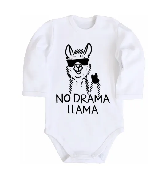 Дитячий бодік No drama llama Білий фото