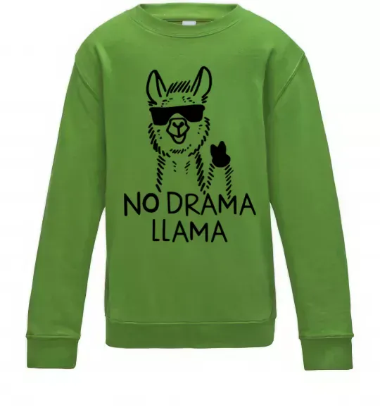 Детский Свитшот No drama llama Лаймовый фото