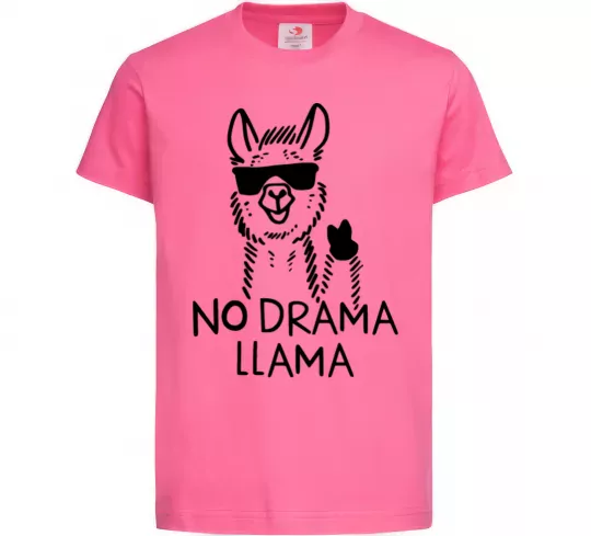 Дитяча футболка No drama llama Яскраво-рожевий фото