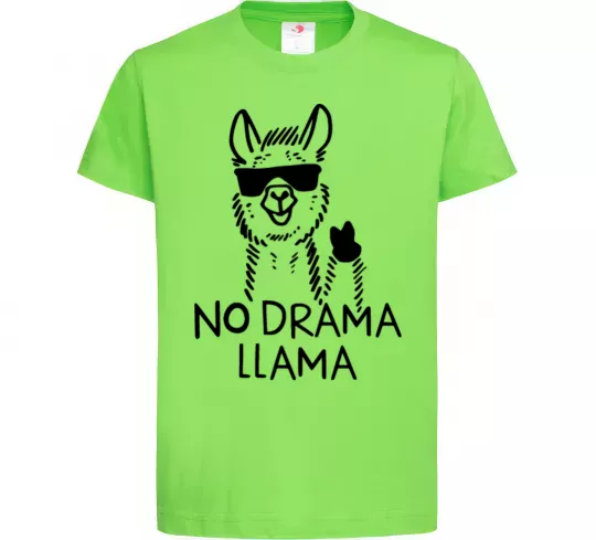Дитяча футболка No drama llama Лаймовий фото