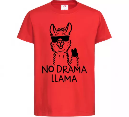 Дитяча футболка No drama llama Червоний фото