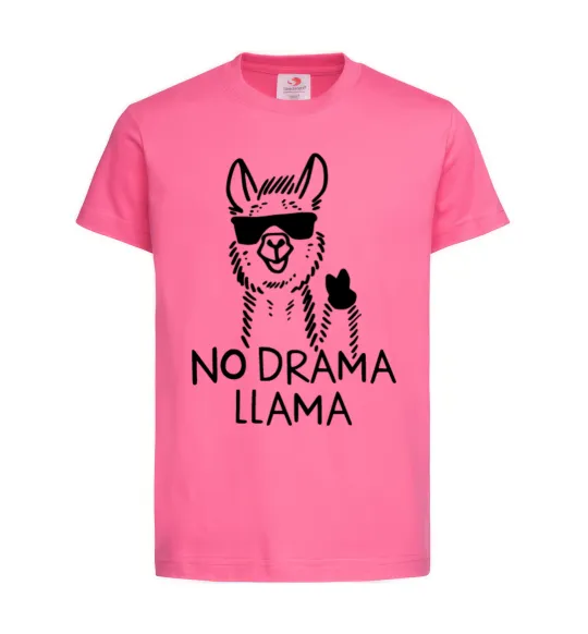 Детская футболка No drama llama Ярко-розовый фото