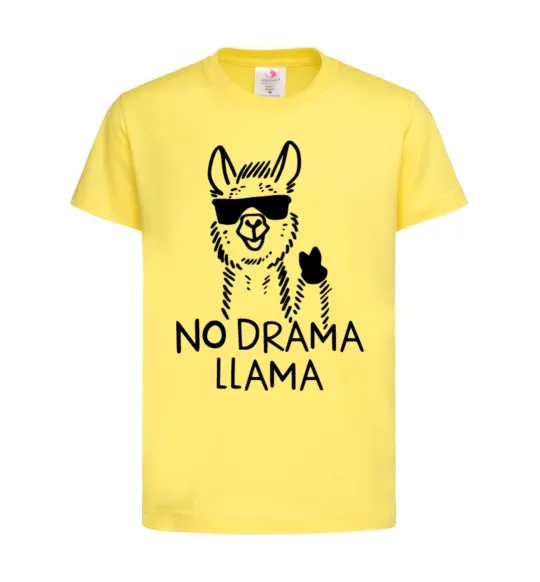 Детская футболка No drama llama Лимонный фото