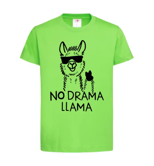 Детская футболка No drama llama Лаймовый фото