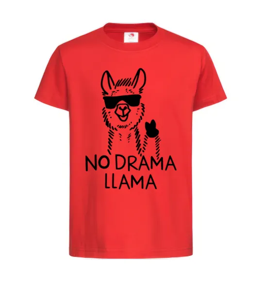 Детская футболка No drama llama Красный фото
