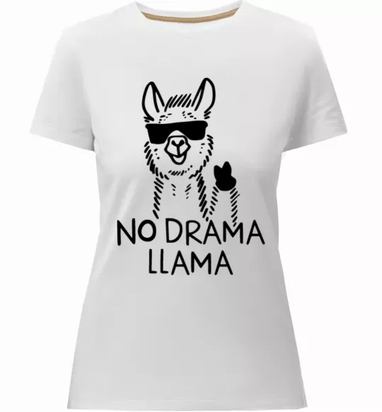 Женская премиум футболка No drama llama Белый фото