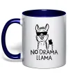 Чашка з кольоровою ручкою No drama llama Глибокий темно-синій фото