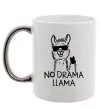Чашка з кольоровою ручкою No drama llama Срібло фото