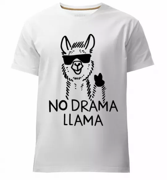 Мужская премиум футболка No drama llama Белый фото