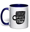 Чашка с цветной ручкой Hocus Pocus i need coffee to focus Глубокий темно-синий Чашка с цветной ручкой Hocus Pocus i need coffee to focus Глубокий темно-синий фото