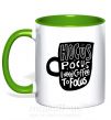 Чашка с цветной ручкой Hocus Pocus i need coffee to focus Зеленый фото