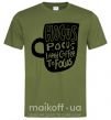 Чоловіча футболка Hocus Pocus i need coffee to focus Оливковий фото