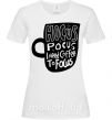 Женская футболка Hocus Pocus i need coffee to focus Белый фото