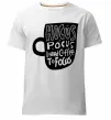 Чоловіча преміум футболка Hocus Pocus i need coffee to focus Білий фото