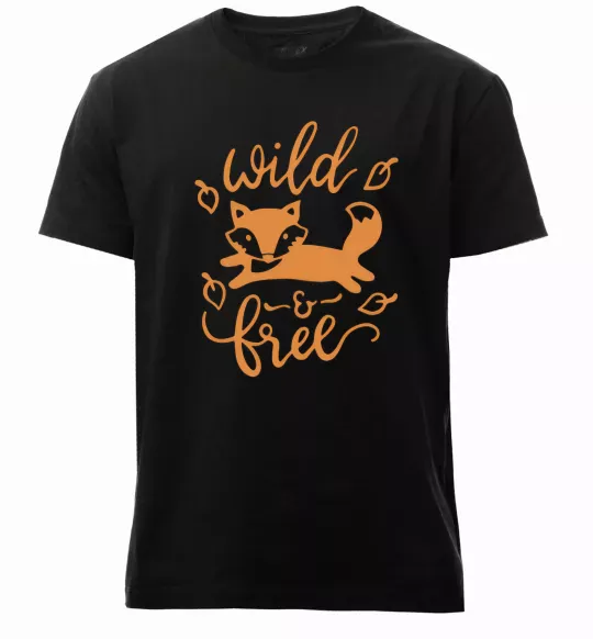 Мужская премиум футболка Wild free fox Черный фото