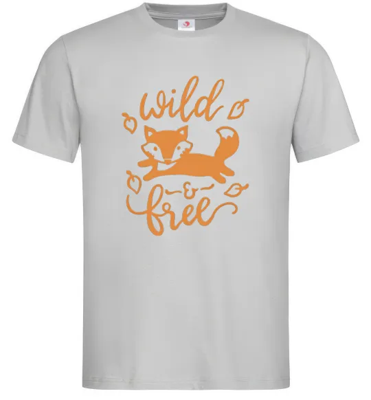 Чоловіча футболка Wild free fox Сірий фото