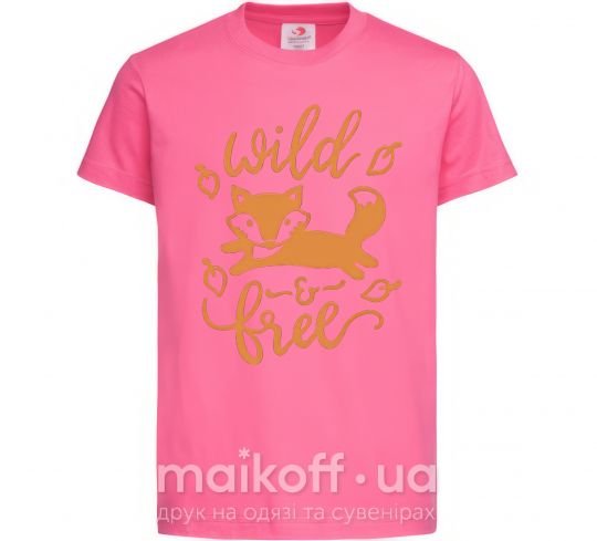 Детская футболка Wild free fox Ярко-розовый фото
