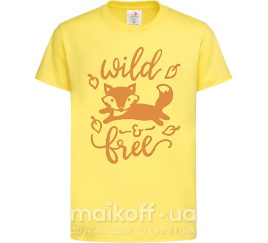 Детская футболка Wild free fox Лимонный фото