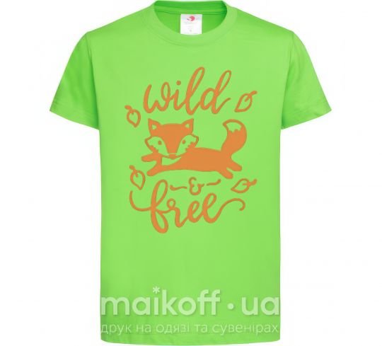 Детская футболка Wild free fox Лаймовый фото