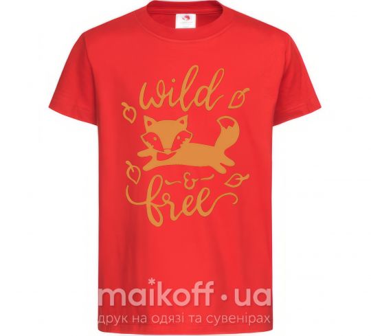 Детская футболка Wild free fox Красный фото