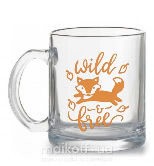 Чашка скляна Wild free fox Прозорий фото