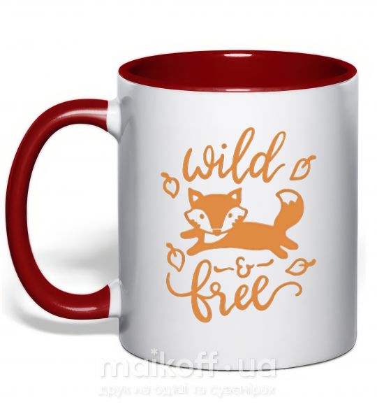 Чашка з кольоровою ручкою Wild free fox Червоний фото