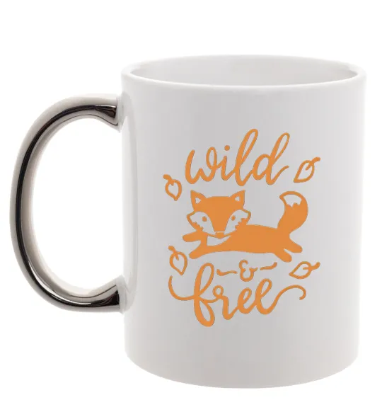 Чашка с цветной ручкой Wild free fox Серебро фото