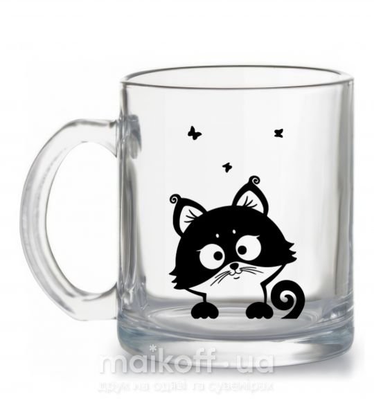 Чашка скляна Kitten Прозорий фото