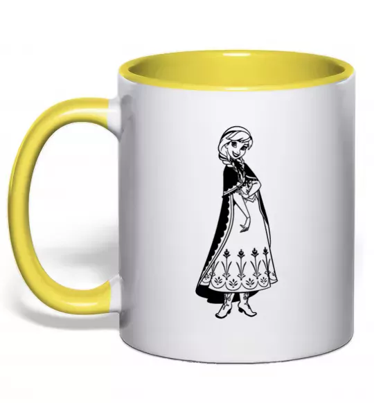 Чашка с цветной ручкой Анна Солнечно желтый фото