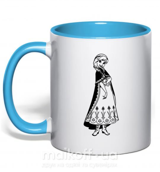 Чашка з кольоровою ручкою Анна Блакитний фото