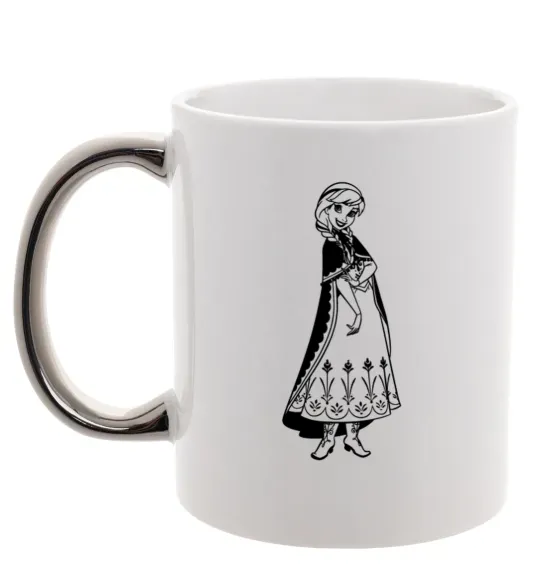 Чашка с цветной ручкой Анна Серебро фото