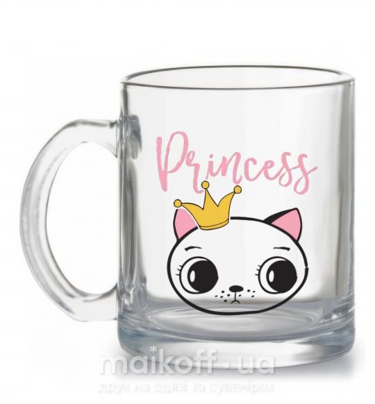 Чашка скляна Kitten princess Прозорий фото