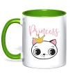 Чашка с цветной ручкой Kitten princess Лаймовый фото