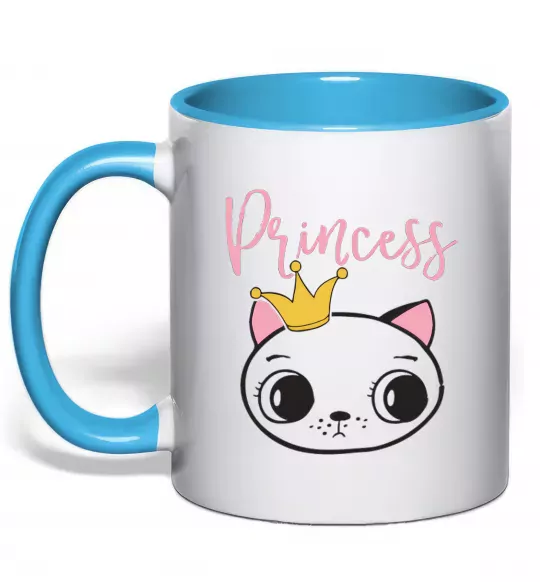 Чашка с цветной ручкой Kitten princess Голубой фото