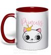 Чашка з кольоровою ручкою Kitten princess Червоний фото