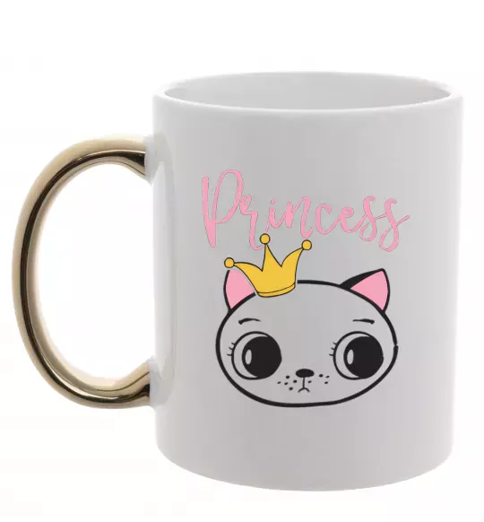 Чашка с цветной ручкой Kitten princess Золото фото