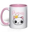 Чашка з кольоровою ручкою Kitten princess Ніжно рожевий фото