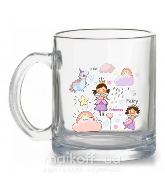 Чашка скляна Cute princesses Прозорий фото