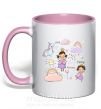 Чашка з кольоровою ручкою Cute princesses Ніжно рожевий фото